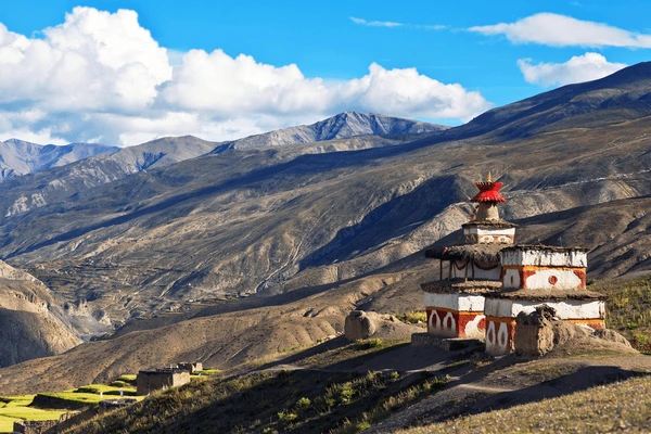 ancient bon stupa in saldang village upper dolpo